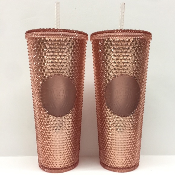 Starbucks Other - 2 Starbucks Rose Gold Tumblers Pink Studded